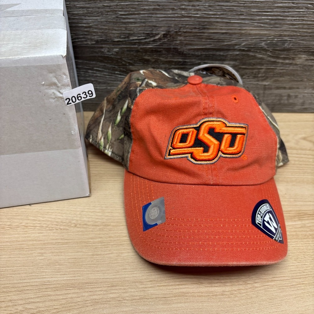 Oklahoma State Cowboys Hat Snap Back Orange Camo Realtree Top Of The World NWT - Picture 11 of 11